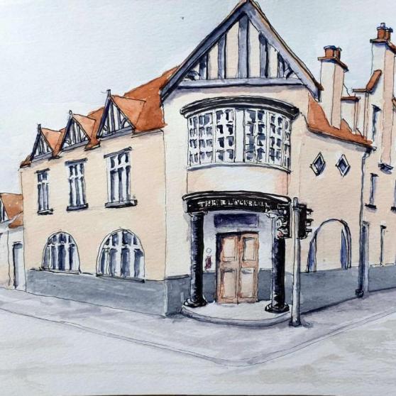 David Morris,  The Black Bull - Dalkeith.  Ink & Watercolour on Paper. NFS