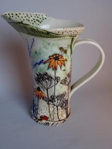 Lorna Watt,  Rudbeckia jug Porcelain,   height 19.5cm £65   