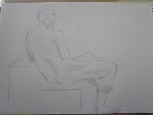 Judith Dunkerley,  Sitting Male. Pencil on paper.   NFS   