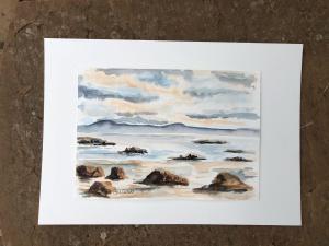 Sally Heaphy,   Light on the Shore.  Watercolour  297mm x 210mm.  £45.00