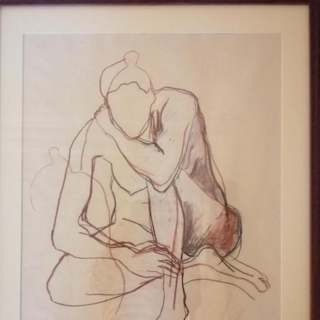Shelly Campbell, Nude Study charcoal and chalk on paper. Size: 56 x 67.5cm including frame.  43.5cm x 54cm excluding framePrice : £135 including frame