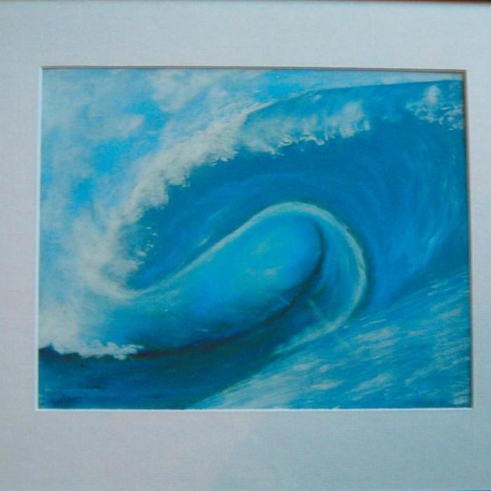Alny Graham, Surfers Delight, pastel on card, 43x38cm (framed), £90