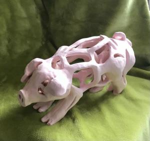 Valerie Duncan, Holey Pig!, clay 26x 9x15cm, £100